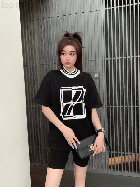 women's t-shirt designer chaopai 22 early spring new white flocking print contrast knit collar a-line silhouette short sleeve t-shirt 1
women's t-shirt designer chaopai 22 early spring new white flocking print contrast knit collar a-line silhouette short sleeve t-shirt 1