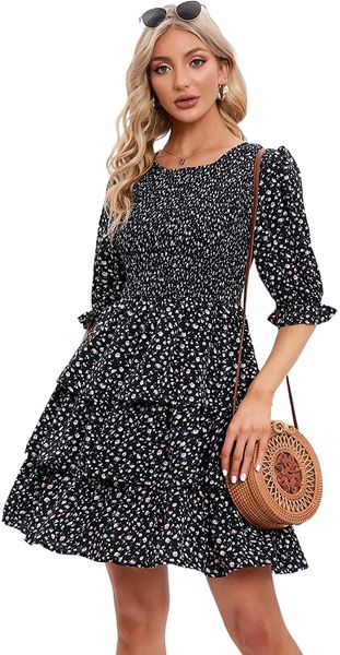 women's summer floral print mini party dresses puff sleeve flowy 3 layer ruffle casual dress t4pf#, Black;gray
women's summer floral print mini party dresses puff sleeve flowy 3 layer ruffle casual dress t4pf#, Black;gray