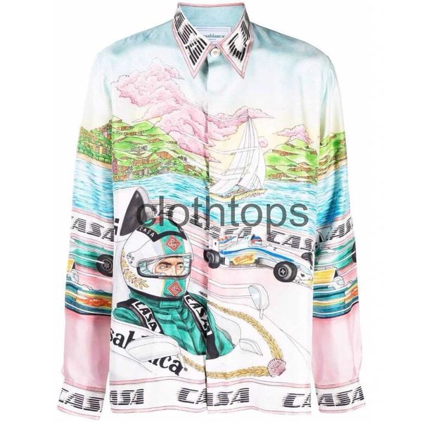 new casablanc green racing printed sicilian sailboat coast hawaii long sleeve shirt, White;black
new casablanc green racing printed sicilian sailboat coast hawaii long sleeve shirt, White;black