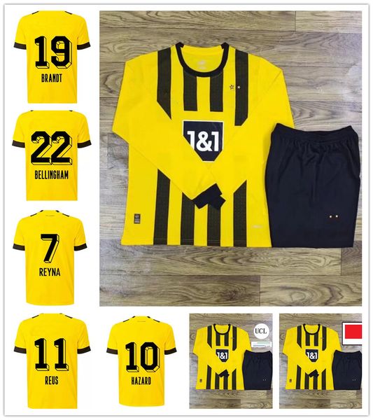 men 22 23 haaland reus long sleeve soccer jersey 2022 2023 bellingham sancho hummels brandt home yellow black football shirts sets, Black;yellow
men 22 23 haaland reus long sleeve soccer jersey 2022 2023 bellingham sancho hummels brandt home yellow black football shirts sets, Black;yellow