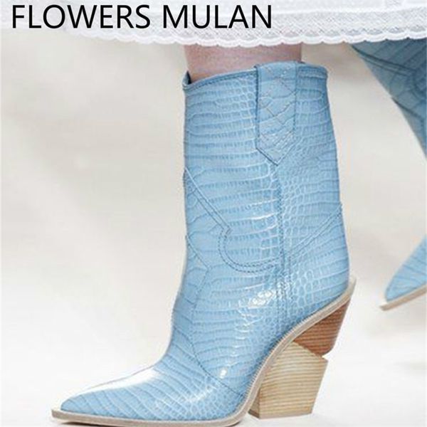 blue yellow snake skin women pointed toe western cowboy runway design chunky wedges heel midcalf boots 201104, Black
blue yellow snake skin women pointed toe western cowboy runway design chunky wedges heel midcalf boots 201104, Black