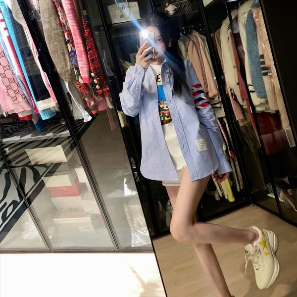 women's polos designer tom 2022 spring and summer new couple color bar four splicing long sleeve tb casual shirt men's women', White
women's polos designer tom 2022 spring and summer new couple color bar four splicing long sleeve tb casual shirt men's women', White