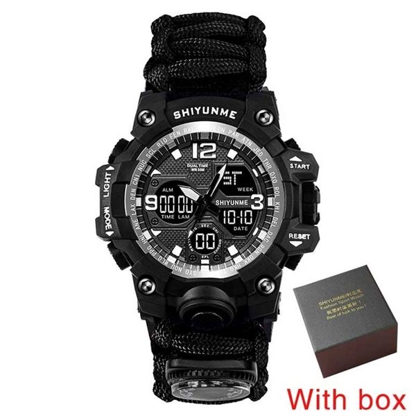 shiyunme men's military watch have temperature urement compass whistling multifunction double display led sports watches men 220423, Slivery;brown
shiyunme men's military watch have temperature urement compass whistling multifunction double display led sports watches men 220423, Slivery;brown
