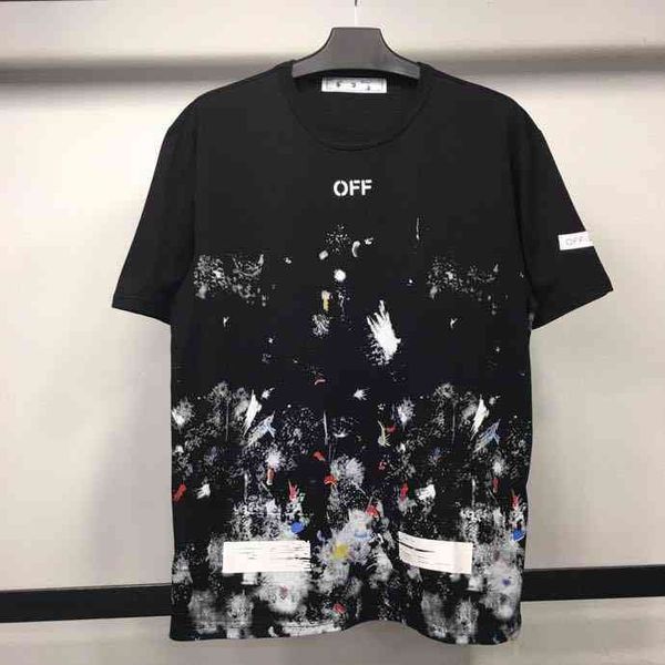 ow fashion brand off fireworks arrow splashing star sky round neck short sleeve t-shirt8cle, White;black 
ow fashion brand off fireworks arrow splashing star sky round neck short sleeve t-shirt8cle, White;black