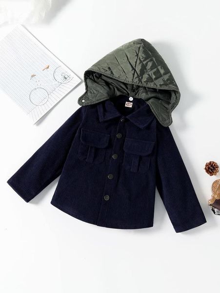 toddler boys corduroy flap pocket contrast quilted hooded coat she, Blue;gray
toddler boys corduroy flap pocket contrast quilted hooded coat she, Blue;gray