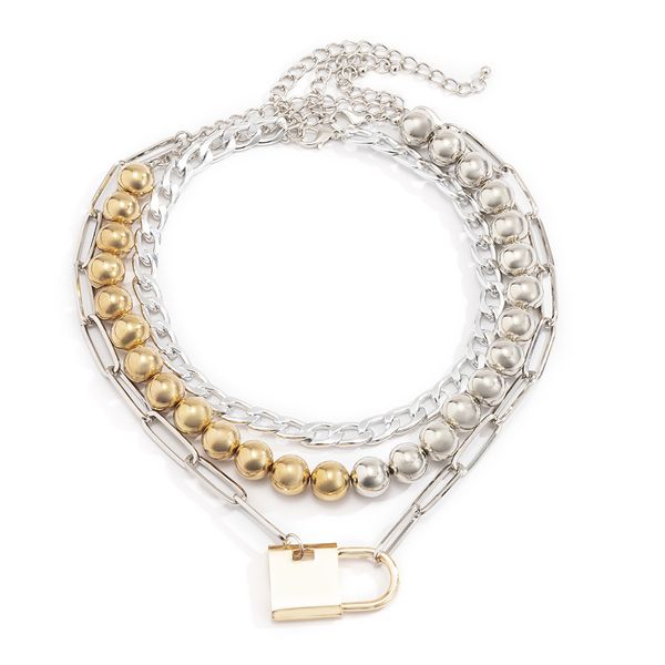 pendant necklaces 3pcs/set multilayer hip hop padlock thick necklace women miami ccb bead short clavicle glamour girl jewelry, Silver
pendant necklaces 3pcs/set multilayer hip hop padlock thick necklace women miami ccb bead short clavicle glamour girl jewelry, Silver