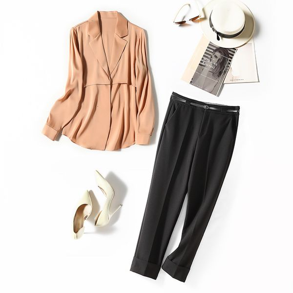 women's blouses & shirts autumn and winter women's style fake two silk shirt coat mulberry suit collar long sleeved k2y8, White
women's blouses & shirts autumn and winter women's style fake two silk shirt coat mulberry suit collar long sleeved k2y8, White