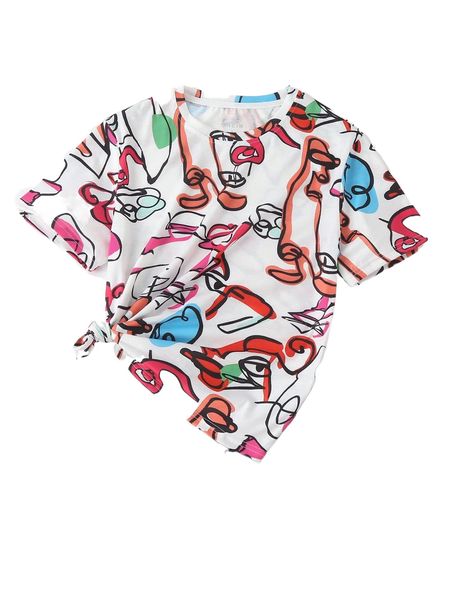 allover print tee e0od#, White