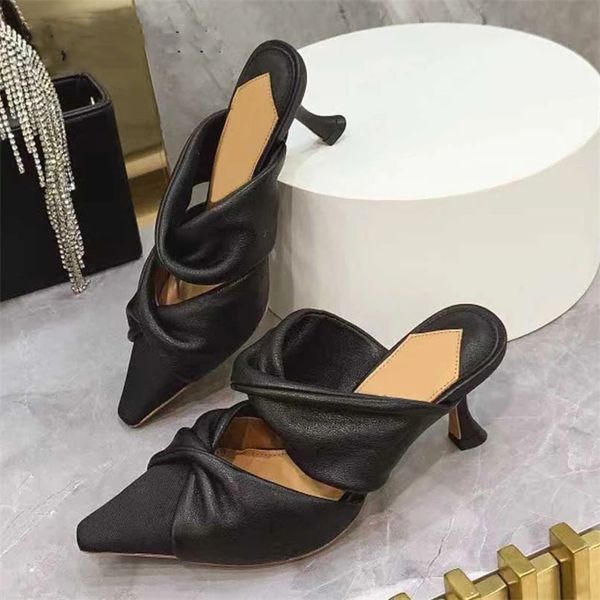 luxury brand women leather slippers high heels mules elegant ladies pointy toe dance pumps summer banquet sandals for woman, Black
luxury brand women leather slippers high heels mules elegant ladies pointy toe dance pumps summer banquet sandals for woman, Black