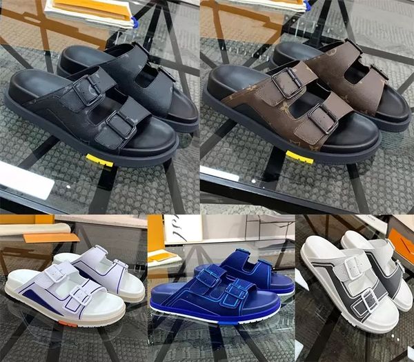 men slippers trainer sandals embossed casual leather shoes adjustable metal buckle slides summer beach flip flops vintage platform slipper s, Black
men slippers trainer sandals embossed casual leather shoes adjustable metal buckle slides summer beach flip flops vintage platform slipper s, Black