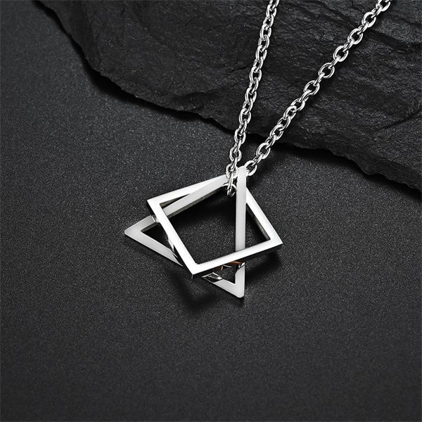 geometry interlocking square triangle male pendant for men stainless steel modern trendy geometric stacking streetwear necklace a49, Silver
geometry interlocking square triangle male pendant for men stainless steel modern trendy geometric stacking streetwear necklace a49, Silver