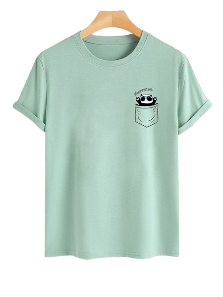 men panda & letter graphic tee p37i#, White;black