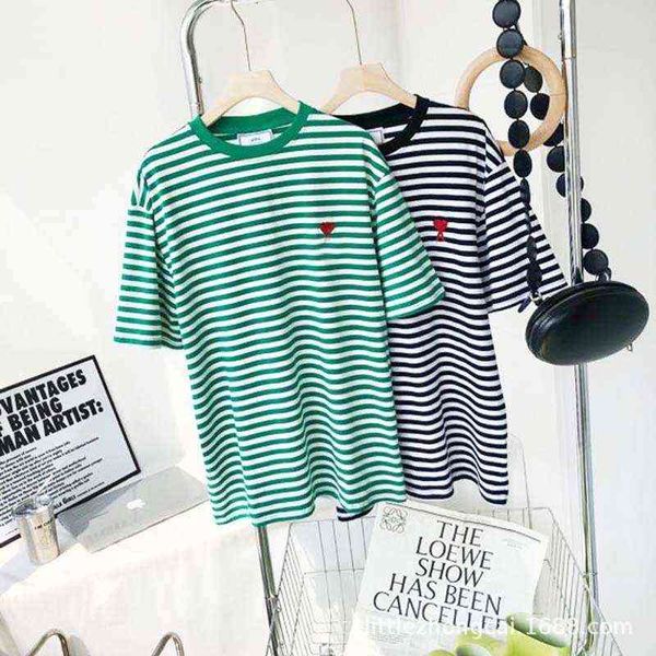 version fashion designerkorean of spring and summer hearts love stripe t-wide fine letter embroidery lovers' short sleeve loose men, White
version fashion designerkorean of spring and summer hearts love stripe t-wide fine letter embroidery lovers' short sleeve loose men, White