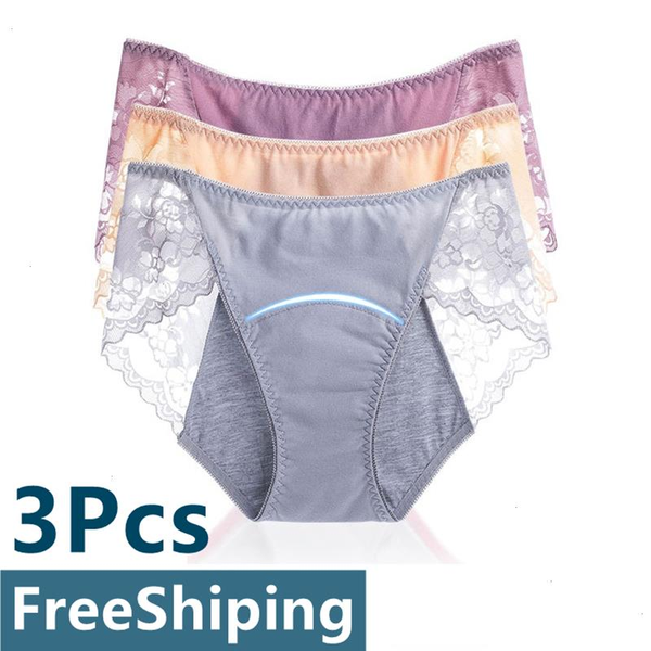 3 pcs pack menstrual period panties lace women cotton leak proof breathable seamless fabric underwear breifs, Black;pink
3 pcs pack menstrual period panties lace women cotton leak proof breathable seamless fabric underwear breifs, Black;pink