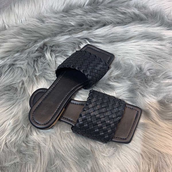 designer women flat square toe hand woven sandals leather mesh upper slippers with box, Black
designer women flat square toe hand woven sandals leather mesh upper slippers with box, Black