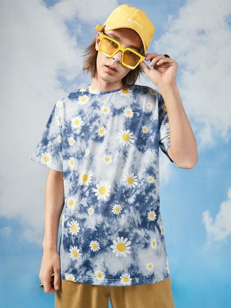 men random floral print tie dye tee u2ku#, White;black
men random floral print tie dye tee u2ku#, White;black