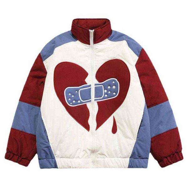 men's down & parkas high street men vintage patchwork heart print jackets cotton harajuku casual oversized coat winter warm streetwear, Black
men's down & parkas high street men vintage patchwork heart print jackets cotton harajuku casual oversized coat winter warm streetwear, Black