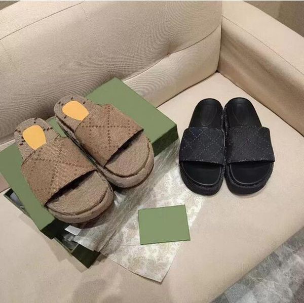 womens fashion designer slides slippers embroidered canvas slip on girls 60mm canvas covered platform sandals with box and dust bags size35-, Black
womens fashion designer slides slippers embroidered canvas slip on girls 60mm canvas covered platform sandals with box and dust bags size35-, Black