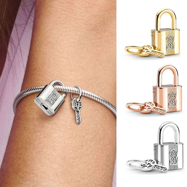 women silver rosegold plated lock key beads for jewelry making fit original pandoa charms bracelet diy beads, Black
women silver rosegold plated lock key beads for jewelry making fit original pandoa charms bracelet diy beads, Black
