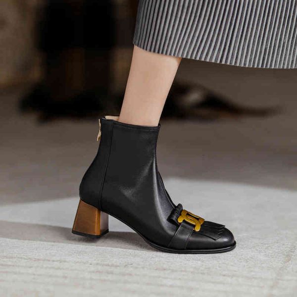 boots autumn french simple tassel bare boots women's round head thick heel back zipper temperament comfortable fashion e71b, Black
boots autumn french simple tassel bare boots women's round head thick heel back zipper temperament comfortable fashion e71b, Black