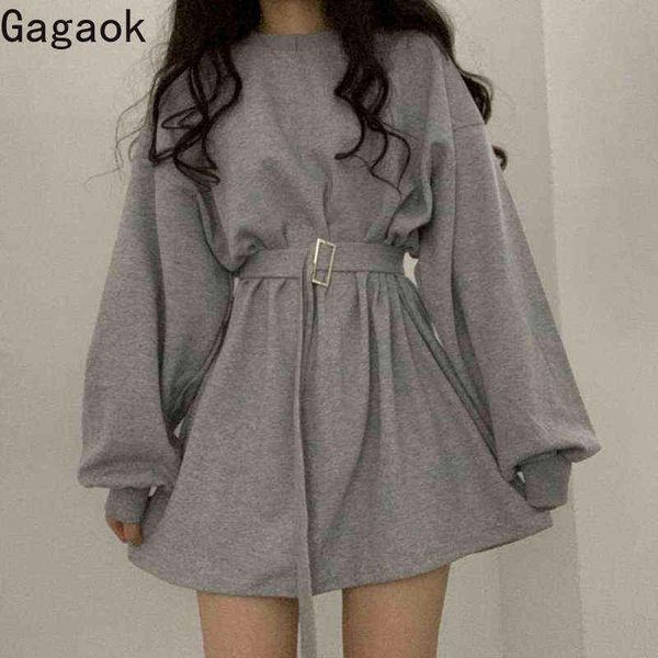 gagaok women casual dress spring autumn new solid o-neck lantern sleeve sashes mini wild loose female fashion dresses ins g1214, Black;gray
gagaok women casual dress spring autumn new solid o-neck lantern sleeve sashes mini wild loose female fashion dresses ins g1214, Black;gray
