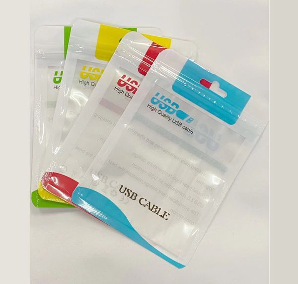 Image of 10.5x15cm Zipper Plastic Retail bag Package hang hole Poly packaging for USB cable poly opp packing bag