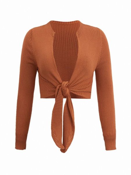 plus knot front rib knit cardigan h1bt#, Black
