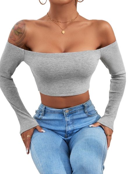 petite off shoulder crop r6iu#, White
