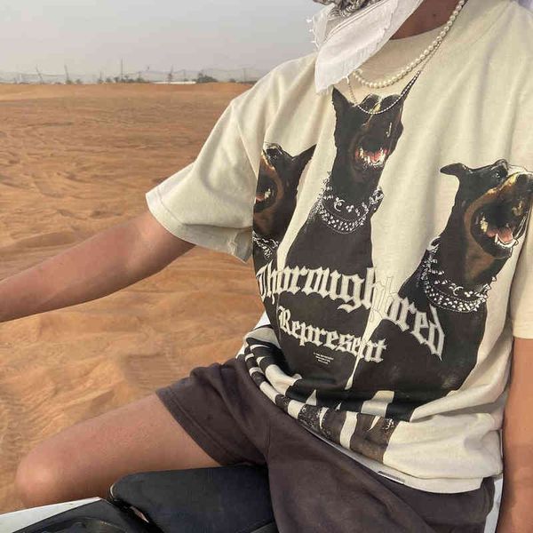 present american black doberman print high street hip hop loose men's short sleeve t-shirt, White;black
present american black doberman print high street hip hop loose men's short sleeve t-shirt, White;black