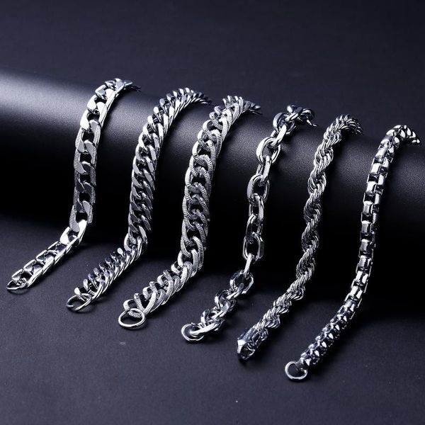 charm bracelets rinhoo 6-10mm punk men bracelet stainless steel men's curb cuban chain link wristband bangle jewelry gift, Golden;silver
charm bracelets rinhoo 6-10mm punk men bracelet stainless steel men's curb cuban chain link wristband bangle jewelry gift, Golden;silver