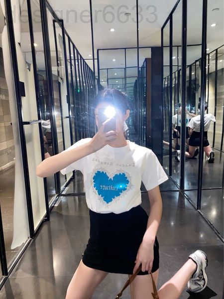 women's t-shirt designer spring and summer products small version design short sleeve round neck blue love fashion versatile essential, White
women's t-shirt designer spring and summer products small version design short sleeve round neck blue love fashion versatile essential, White