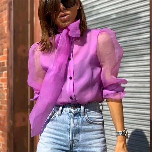 stylish office lady organza blouse bow tie collar long sleeve see through shirts chic y200402, White
stylish office lady organza blouse bow tie collar long sleeve see through shirts chic y200402, White