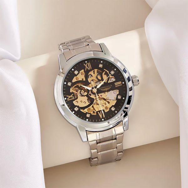 longlux high-grade fine steel strap business mechanical watch men, Slivery;brown
longlux high-grade fine steel strap business mechanical watch men, Slivery;brown