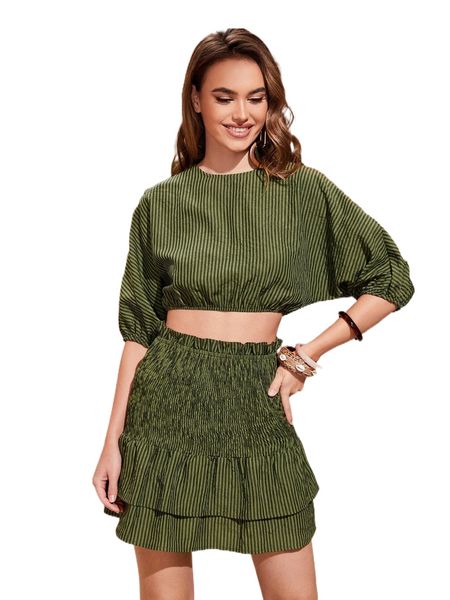 shirred layered hem skirt t1nn#, Black