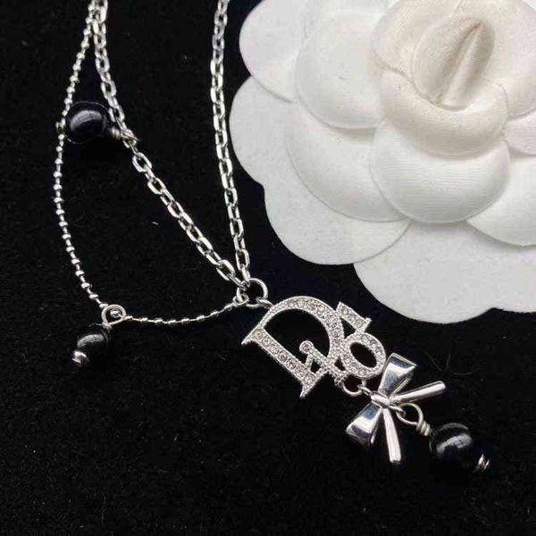 fine bow black pearl tassel necklace fashion trend simple personality men's and women's necklace accessories