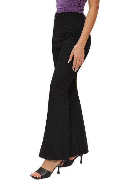 seam front flared leg pants q2mz#, Black;white