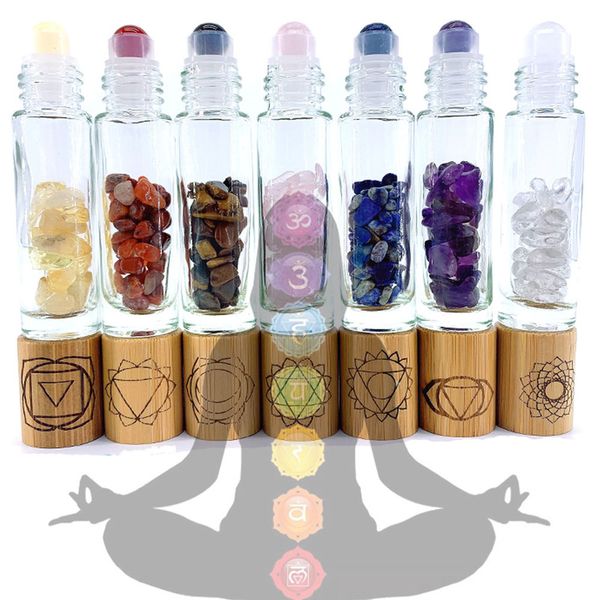 reiki healing crystal stone roller bottle with engraved chakra symbols bamboo cap balancing stones 7pcs/lot p305
reiki healing crystal stone roller bottle with engraved chakra symbols bamboo cap balancing stones 7pcs/lot p305