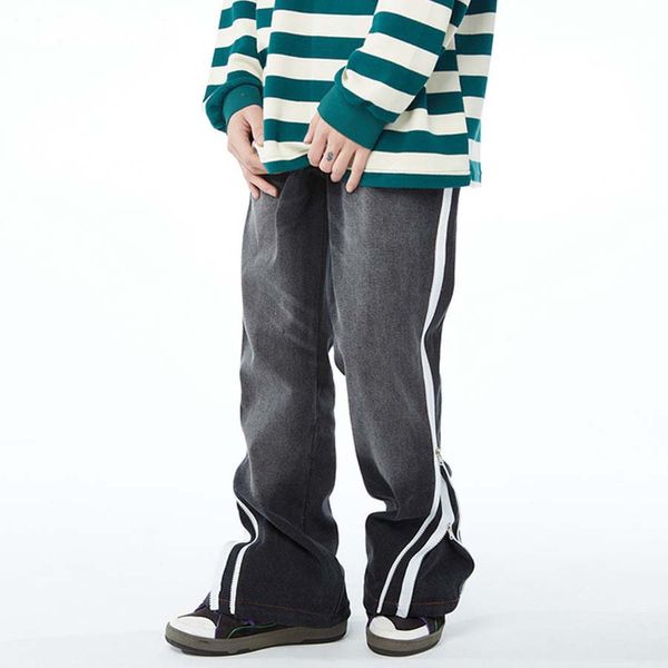 jeans wide leg zipper patchwork hip hop men's denim pants jean fashion black blue trousers 
jeans wide leg zipper patchwork hip hop men's denim pants jean fashion black blue trousers