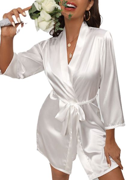 drop shoulder contrast trim belted satin sleep robe 50zj#, Black;red
drop shoulder contrast trim belted satin sleep robe 50zj#, Black;red