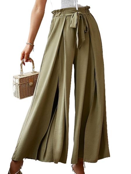 simplee tie front paperbag waist slit thigh wide leg pants d8op#, Black;white
simplee tie front paperbag waist slit thigh wide leg pants d8op#, Black;white