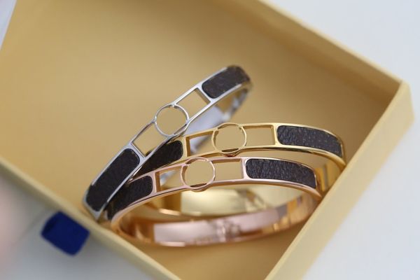 designer design bangle silver rose gold buckle bracelet fashion jewelry men and women bracelets, Black
