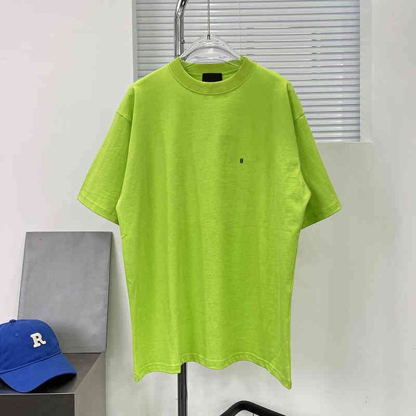 women's t-shirt home b embroidered light green letters on the left chest short sleeve shirt loose bottomed unisex, White
women's t-shirt home b embroidered light green letters on the left chest short sleeve shirt loose bottomed unisex, White