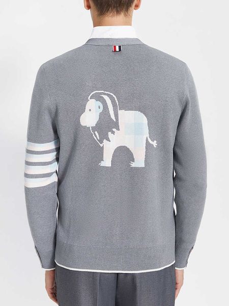 tb thom sweater jacket men spring new back lion with v neckline loose couple knit cardigan wool long sleeves blouses, White;black
tb thom sweater jacket men spring new back lion with v neckline loose couple knit cardigan wool long sleeves blouses, White;black
