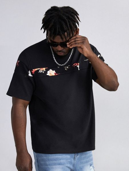 extended sizes men contrast floral print n3k0#, White;black
extended sizes men contrast floral print n3k0#, White;black