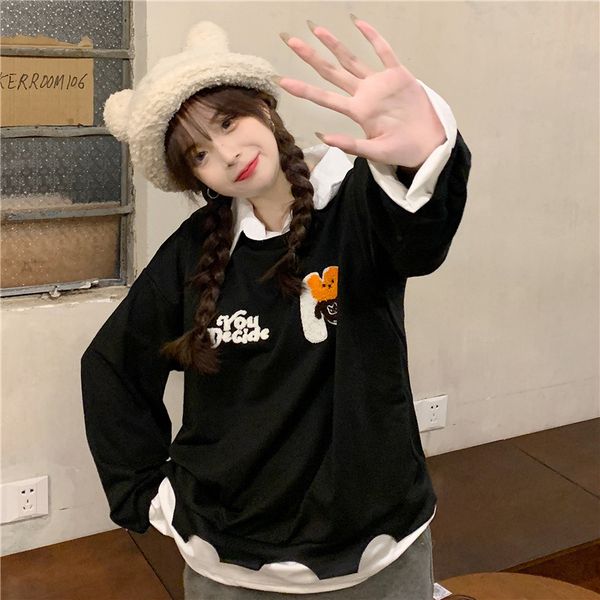 women's jackets designer lapel fake two-piece coat towel embroidered embroidery loose sweater fried street spring and autumn ancient wo, Black;brown
women's jackets designer lapel fake two-piece coat towel embroidered embroidery loose sweater fried street spring and autumn ancient wo, Black;brown
