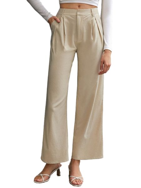 fold pleated solid pants a8ny#, Black;white 
fold pleated solid pants a8ny#, Black;white