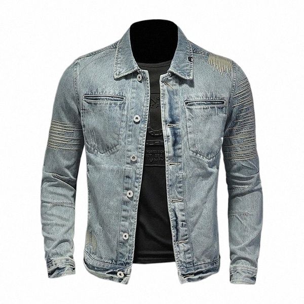 men's jackets 2021 coat solid color embroidered lapel slim vintage denim jacket casual outerwear & coats j6ci#, Black;brown
men's jackets 2021 coat solid color embroidered lapel slim vintage denim jacket casual outerwear & coats j6ci#, Black;brown