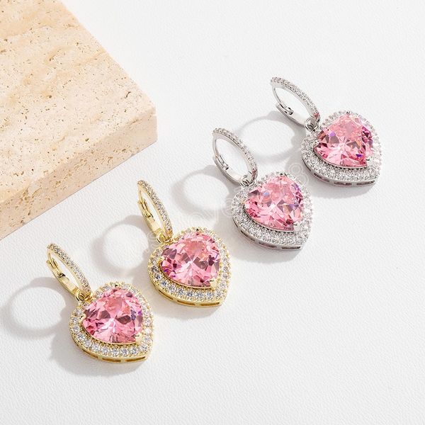 pink heart zircon dangle earrings iced micro pave cubic zirconia jewelry womens cute/romantic for engagement gift, Silver
pink heart zircon dangle earrings iced micro pave cubic zirconia jewelry womens cute/romantic for engagement gift, Silver