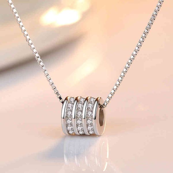 japan and south korea new style diamond studded cylindrical bead pendant fashion personality necklace women's plated s925 sier, Silver
japan and south korea new style diamond studded cylindrical bead pendant fashion personality necklace women's plated s925 sier, Silver