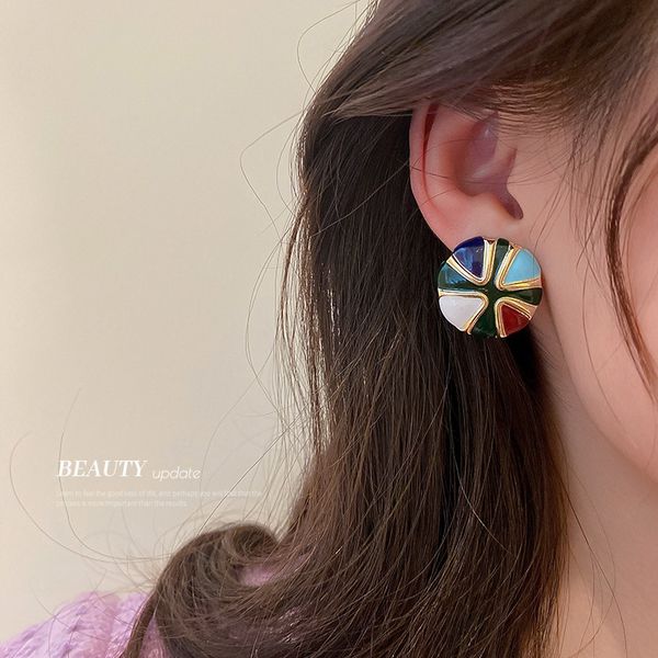 silver needle colorful oil necklace geometric earrings korean niche design fashion earrings retro elegant and simple eardrop, Golden
silver needle colorful oil necklace geometric earrings korean niche design fashion earrings retro elegant and simple eardrop, Golden